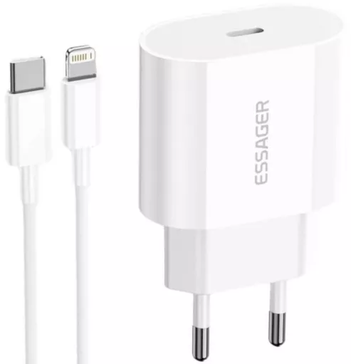 Greitasis Iphone įkroviklis Essager 20 W USB Type C - Lightning, baltas