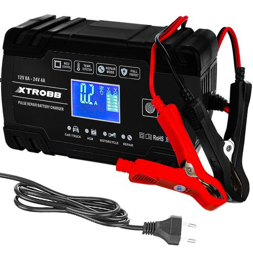 Akumuliatoriaus pakrovėjas su remonto funkcija, automatinis 12V-8A, 24V-4A