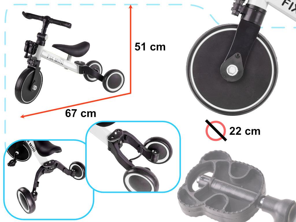 Trike Fix Mini krosinis triratukas 3in1 su pedalais baltas 